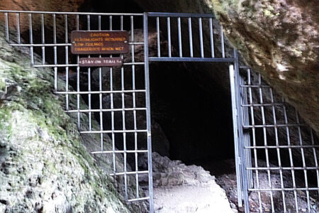 blurry entrance to Balconies Cave - it was DARK!
