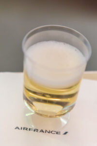 First things first - a flight to Paris requires a bit of champagne.